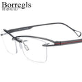 Borregls Pure Titanium Glasses Frame Men 2025 New Brand Designer Square Eyeglasses Half -Rim Semi-Rimless Optical Eyewear 185756