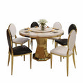 Luxury European Style Marble Dining Table Set Modern Stainless Steel Base Dining Table and Chair
