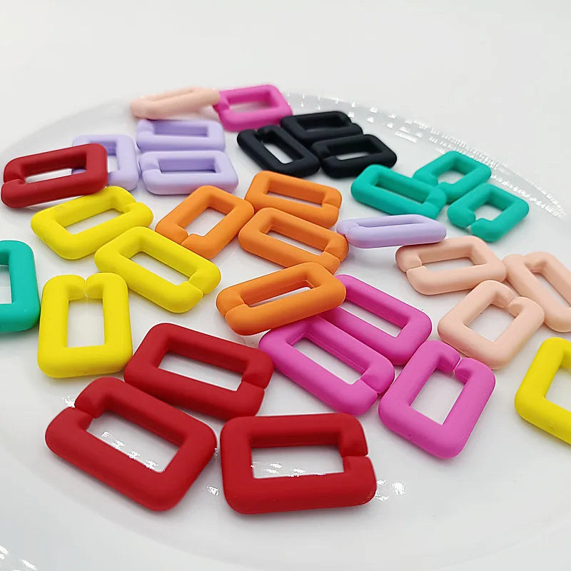 Fashion Simple Geometric Resin Button Whole Package Cany Color Frosted Surface Cutout Square Acrylic Button Bag Accessories