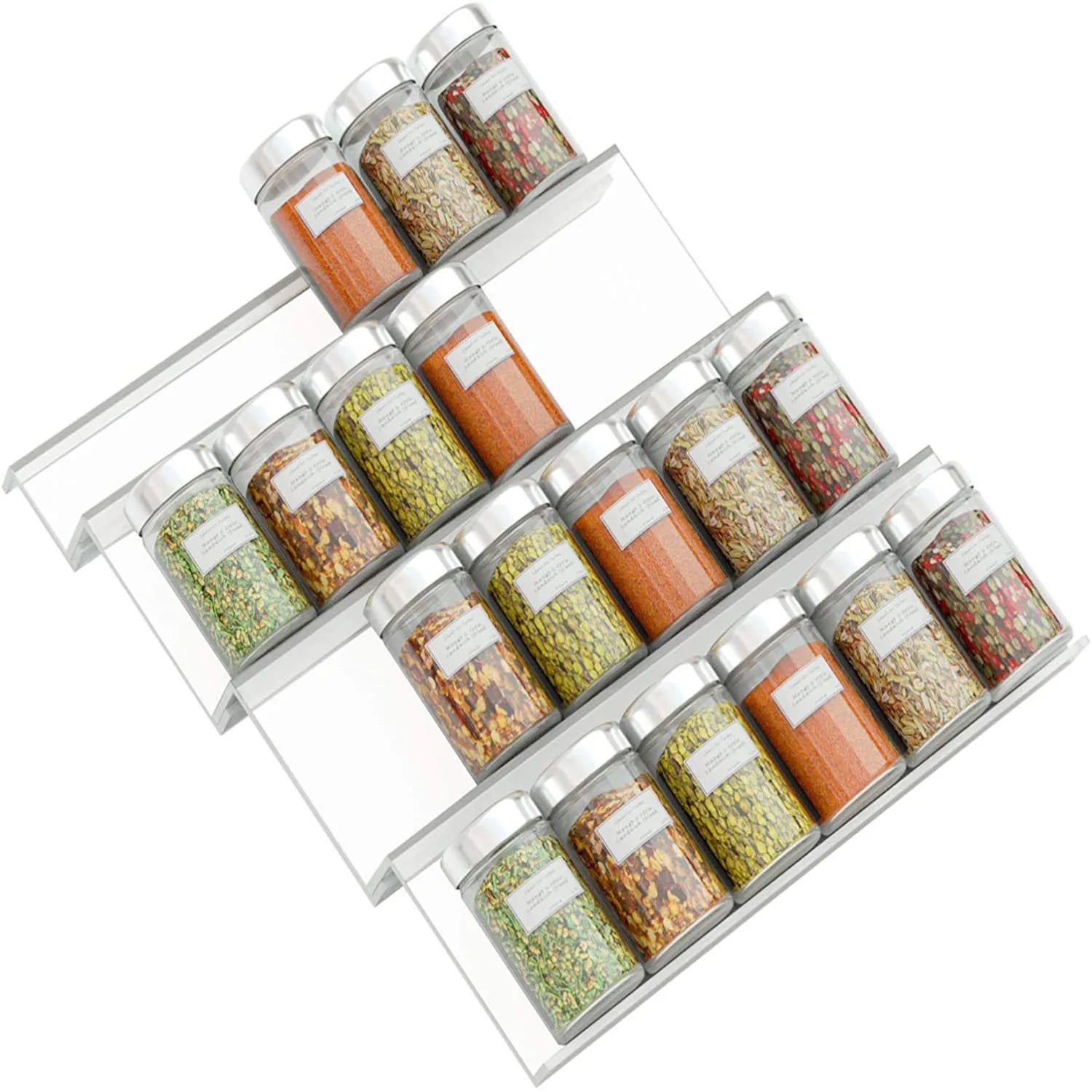 Acrylic Spice Rack 4-Layer Drawer Storage Organizer Tray Embedded Compartment Storage Rack