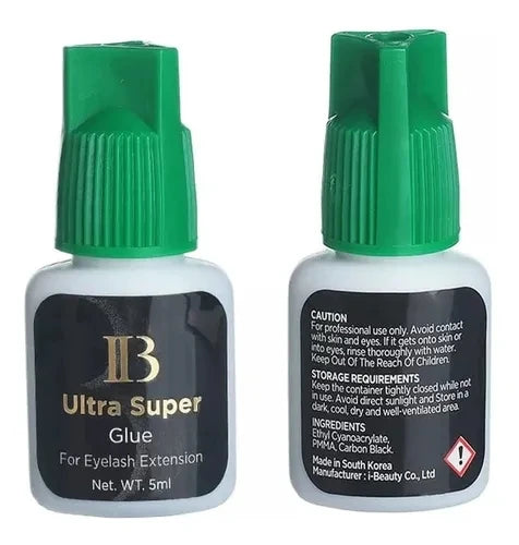 Wholesale 2s Liquid Alcohol Free Eyelash Adhesive 5ml IB Ultra Super Glue Green Cap Private Label Black Glue 5-6 Weeks