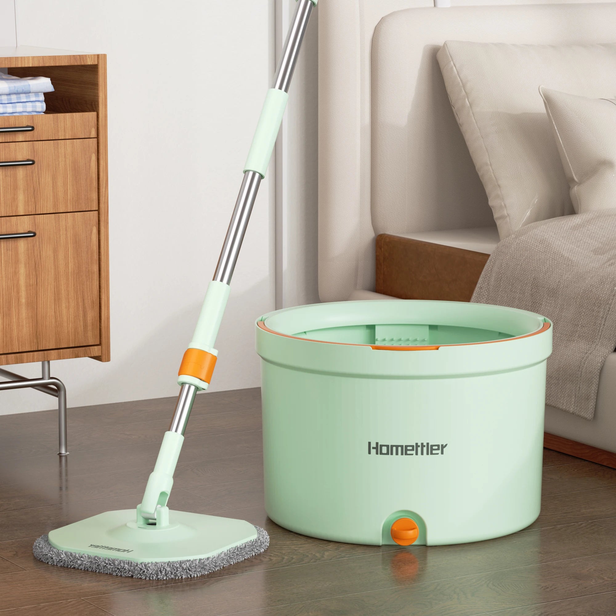Homettler Best Selling Household Items Magic Spin Mop 360 Rotatable Adjustable Cleaning Mop Wet & Dry  Separate