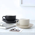 Color Glaze Matte Black Nordic Coffee Mug Saucer for Cafe