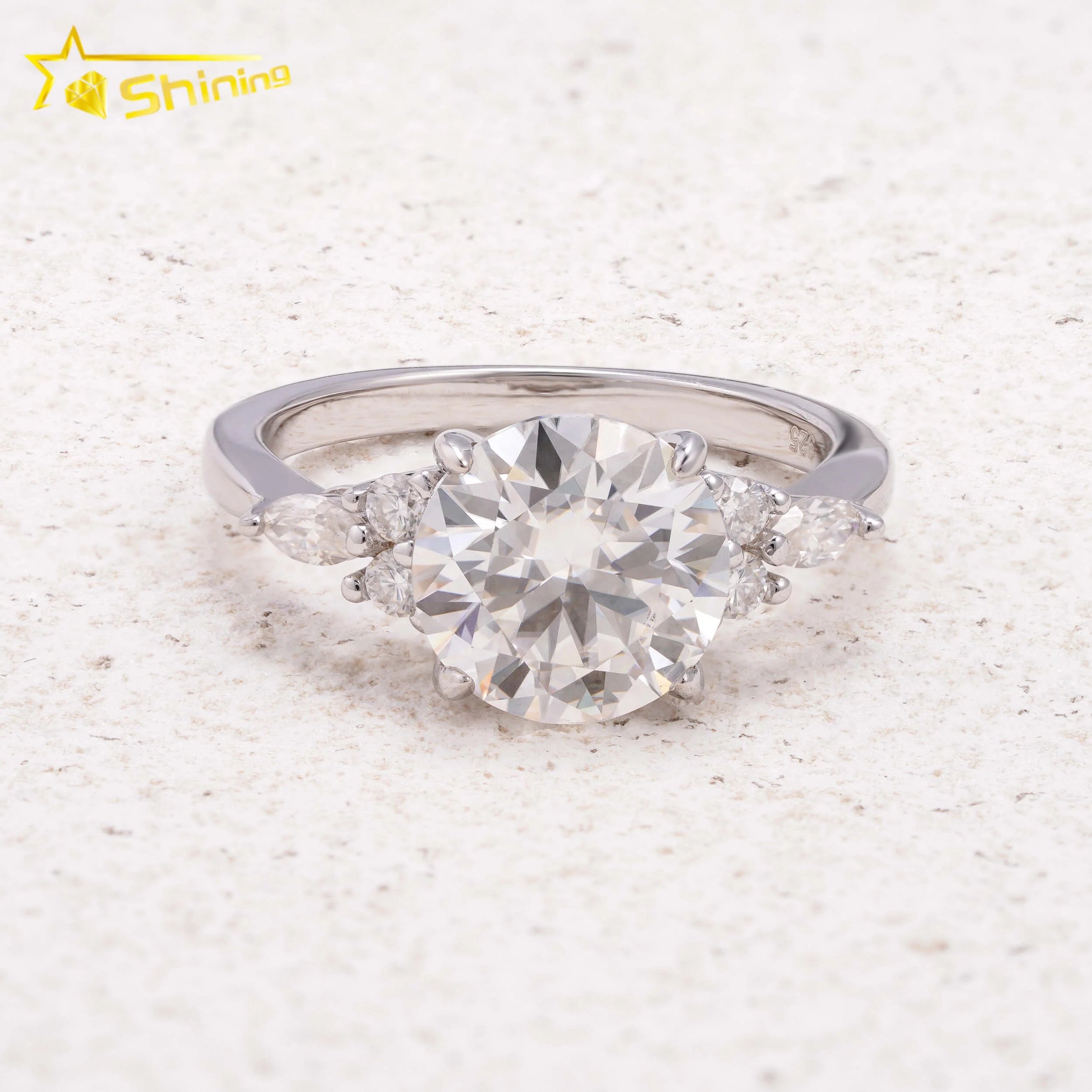 Dropshiping Pass Diamond Tester D Color Moissanite Diamond Wedding Rings 18K Gold Plated 925 Sterling Silver Engagement Rings