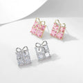 Square Earrings Hip-hop Inlaid Zircon Earrings Birthday Gift French Niche Minimalist Style Earrings