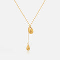 2024 Dazan New INS 18k Gold Plated Stainless Steel Bohemia Unique French Minimalist Teardrop Dangle Necklace Thanksgiving Gift