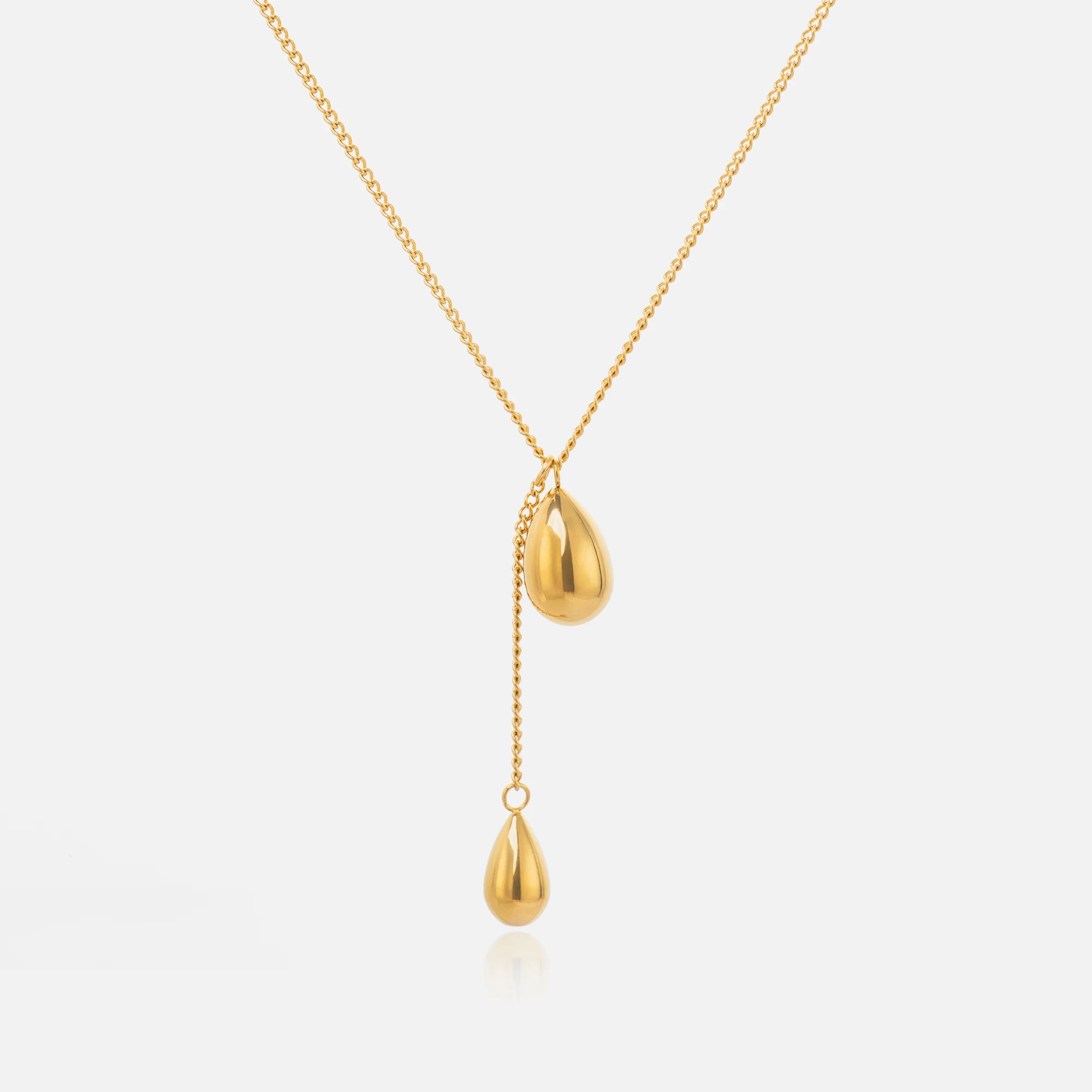 2024 Dazan New INS 18k Gold Plated Stainless Steel Bohemia Unique French Minimalist Teardrop Dangle Necklace Thanksgiving Gift
