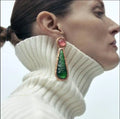 Spring Design Vintage Geometric Green Acrylic Resin Metal Drop Dangle Earrings for Women Statement Pendant Jewelry 2023 New