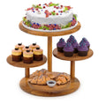 Wood Cake Stand with Tiered Tray Farmhouse Tiered Tray Round Cupcake Tower Stand for Birthday Graduation Baby Shower Party
