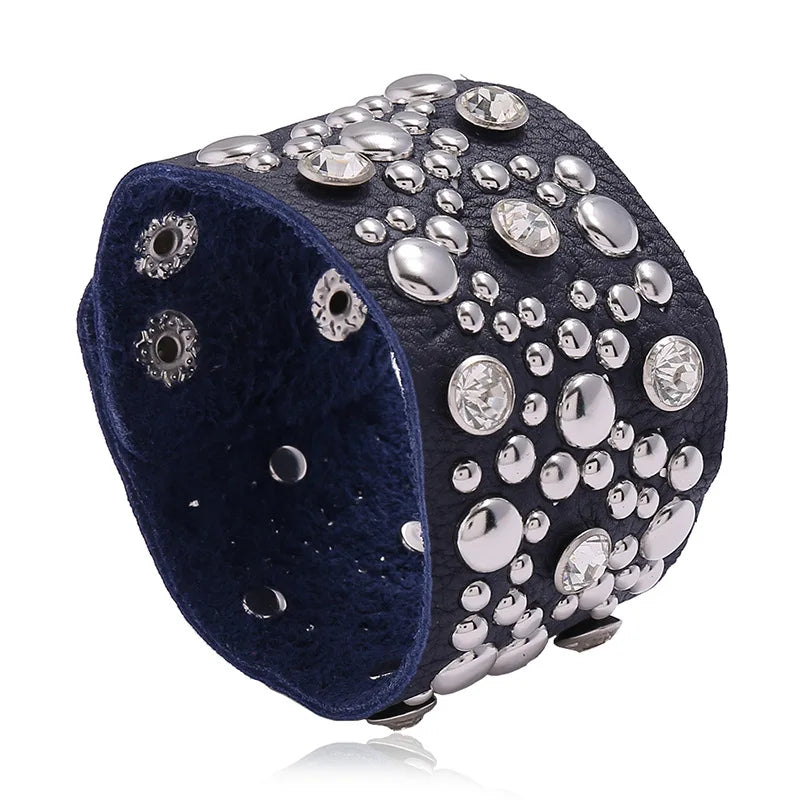Rivet Punk Leather Bracelet: Edgy and Individualistic Men's Bar Accessory with a Trendy and Fashionable Vibe