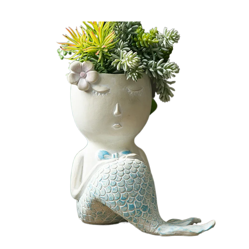 Hot Selling Home Decorative Fish Green Plants Flower Pot Resin Crafts Planter Pot