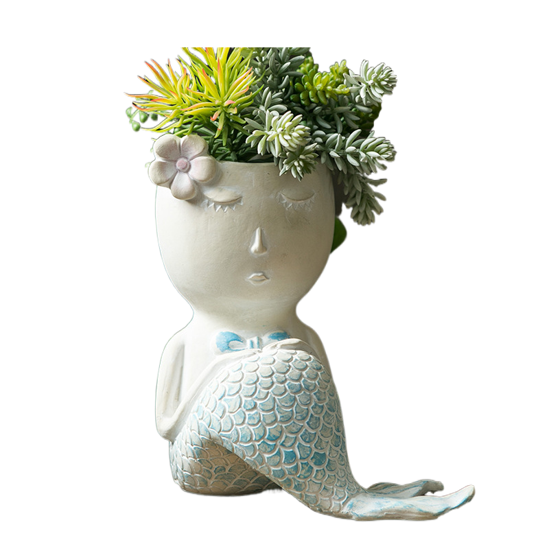 Hot Selling Home Decorative Fish Green Plants Flower Pot Resin Crafts Planter Pot