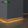Customized Aluminium Wall Skirting Board Protectors Powder Brushed Wood Grain Brushed Aluminum Alloy LED Skirting Board