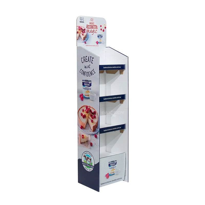 Custom Printed Salon Shelves Floor Corrugated Cardboard Shampoo Product Wig Hair Extension Display Stand