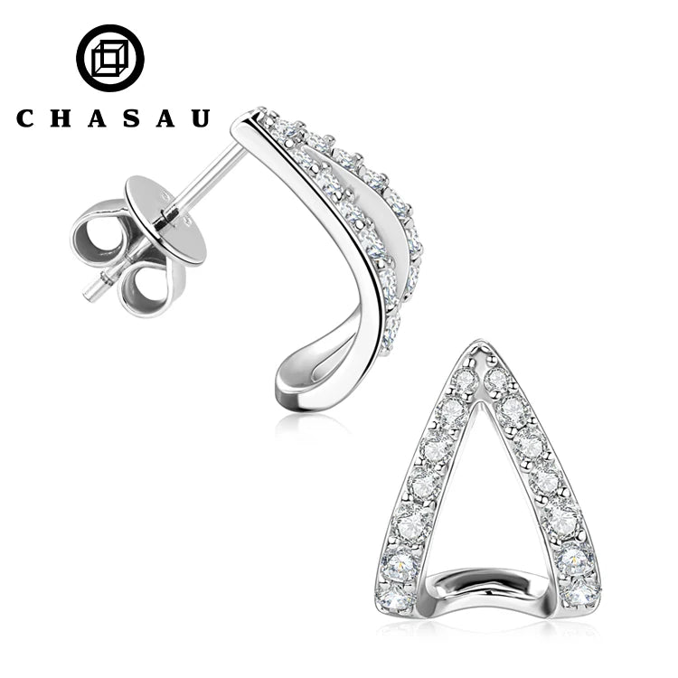 Hot Selling Fashion Stud Earrings 925 Sterling Silver Pave Set Round Cut Moissanite Women Huggies Earrings