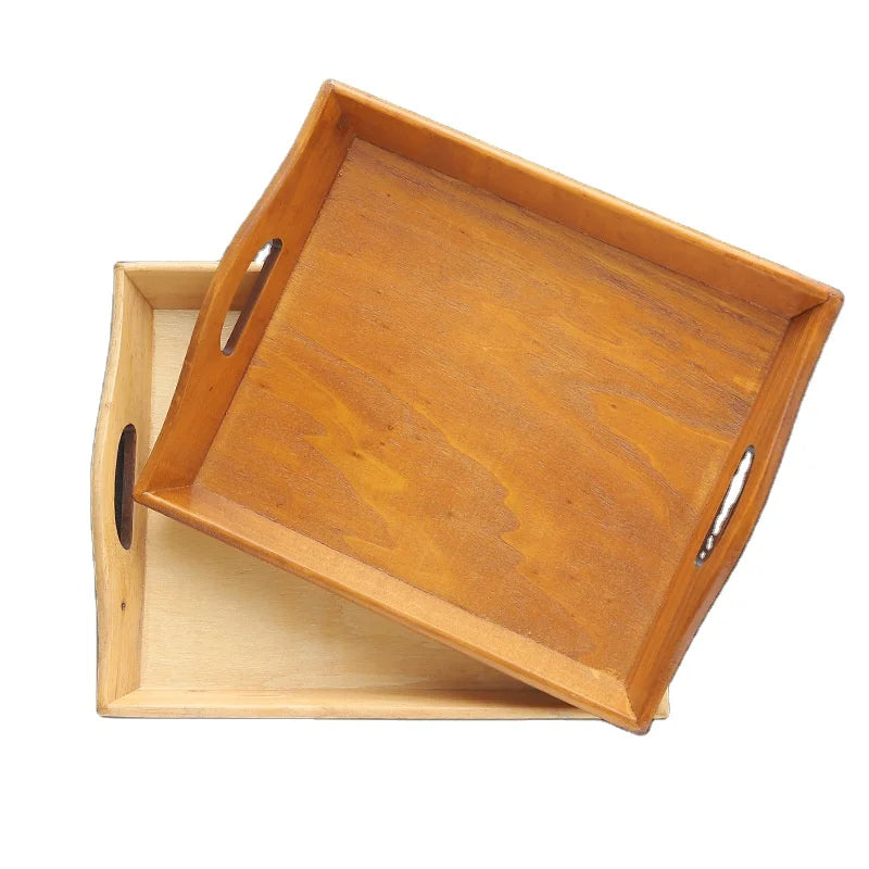 New Design Wood Tray with Laser Logo Patterned Plant Design Polished Flat Tableware Good Price Personalized Wooden Tray