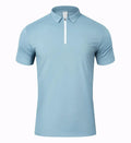 2025 Summer Sports Casual 100% Polyester Blank 1/4 Zipper Men's T-shirt Custom Logo Henry Collar Gym Short Sleeve T-Shirt