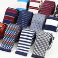 Men Knitted Knit Leisure Striped Ties Fashion Skinny Narrow Slim Neck Ties for Men Skinny Woven Designer