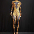 Rhinestone Bodysuits Women Skinny Spandex Bodysuit Dance Leotard Club Party Lady Jumpsuit