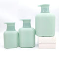 High quality empty 300ml 500ml luxury amber green clear PET plastic shampoo wash hand lotion pump bottle stock