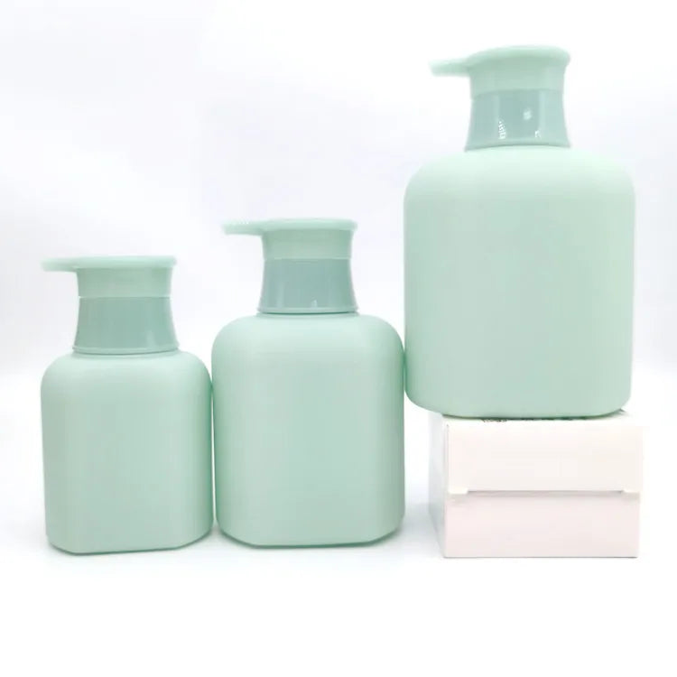 High quality empty 300ml 500ml luxury amber green clear PET plastic shampoo wash hand lotion pump bottle stock