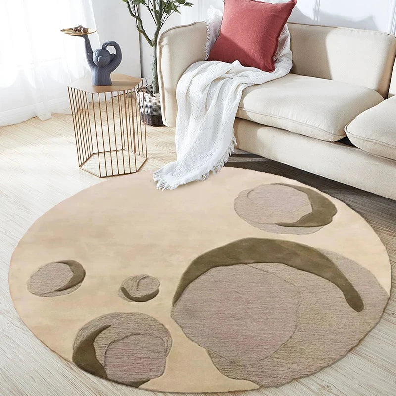 3D Circle Brand Logo Custom Hand Tufted Carpet Modern Shape Fluffy Round Mats Carpets