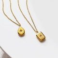 Dainty Stainless Steel Diamond North Star Pendant Celestial Jewelry Tiny starburst Choker Rectangular Shape Polaris Necklace