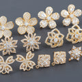 M1120  6pcs/lot Jewelry Accessories18k Gold Platedcopperzirconpass REACHnickel Freeflower Shapecharmdiy Earring