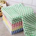 Factory Home 100% Cotton Cloth Dishcloths 30*30cm Quick-Dry Checker Towels Washable Kitchen Cleaning Cotton Towel for Dish