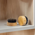 Custom Logo Natural Boar Bristles Brush Small and Round Beard Brush Mini Portable Bamboo Brush for Men's Shaving Mustache
