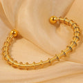 Minos Unique Fashion Jewelry Bracelets Stainless Steel 63mm Bamboo Shaped Gold Plated Cuff Bracelet Bangle Bracelet Femme