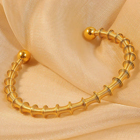 Minos Unique Fashion Jewelry Bracelets Stainless Steel 63mm Bamboo Shaped Gold Plated Cuff Bracelet Bangle Bracelet Femme