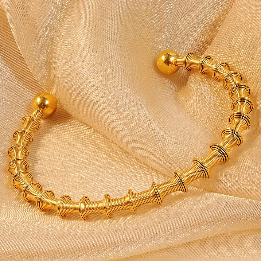 Minos Unique Fashion Jewelry Bracelets Stainless Steel 63mm Bamboo Shaped Gold Plated Cuff Bracelet Bangle Bracelet Femme