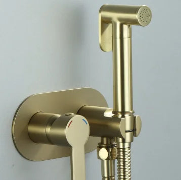 Brushed Gold Color Brass Bathroom Toilet Shower Set and Bidet Sprayer Shattaf Set