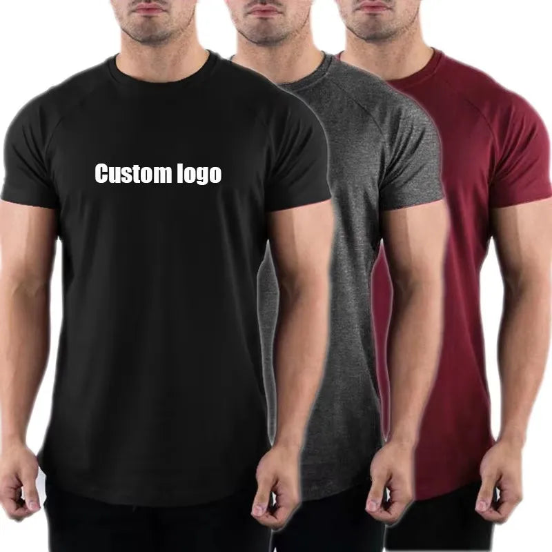 95%cotton 5% Elastane Knitted 200g Custom Private Logo Fitness Gym Wear Breathable Quick Dry Anti-Pilling Sports Men T-Shirt