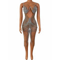 Party Singer Club Stage Dance Costume Fashion Show Summer Sleeveless Sexy Party Mini Luxury Rhinestone Night Club Dresses