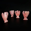 Huiying 2 Inch Natural Hand Carved Rose Quartz Stone Animal Angels for Gift Crafts