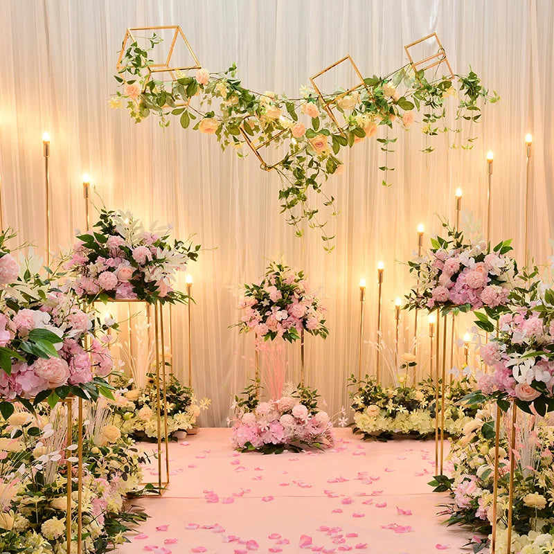 Wedding Flower Ball Hot Sale New Ideas Arrangement Handmade Floral Silk Wedding Table Red White Centerpiece Flower Rose Ball