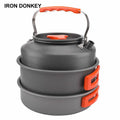 IRONDONKEY Outdoor Picnic Lightweight Accessories 4-5 Person Camping Cookware Set Aluminum Pot