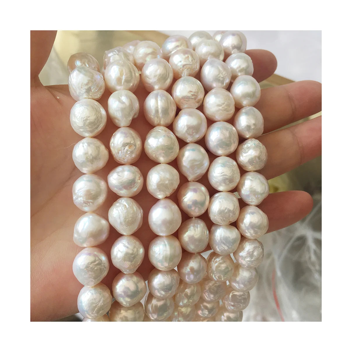 Wholesale Price 11-12 mm Nature White Kasumi Baroque Freshwater Pearl in Strandnature White Colorno Any Repaired