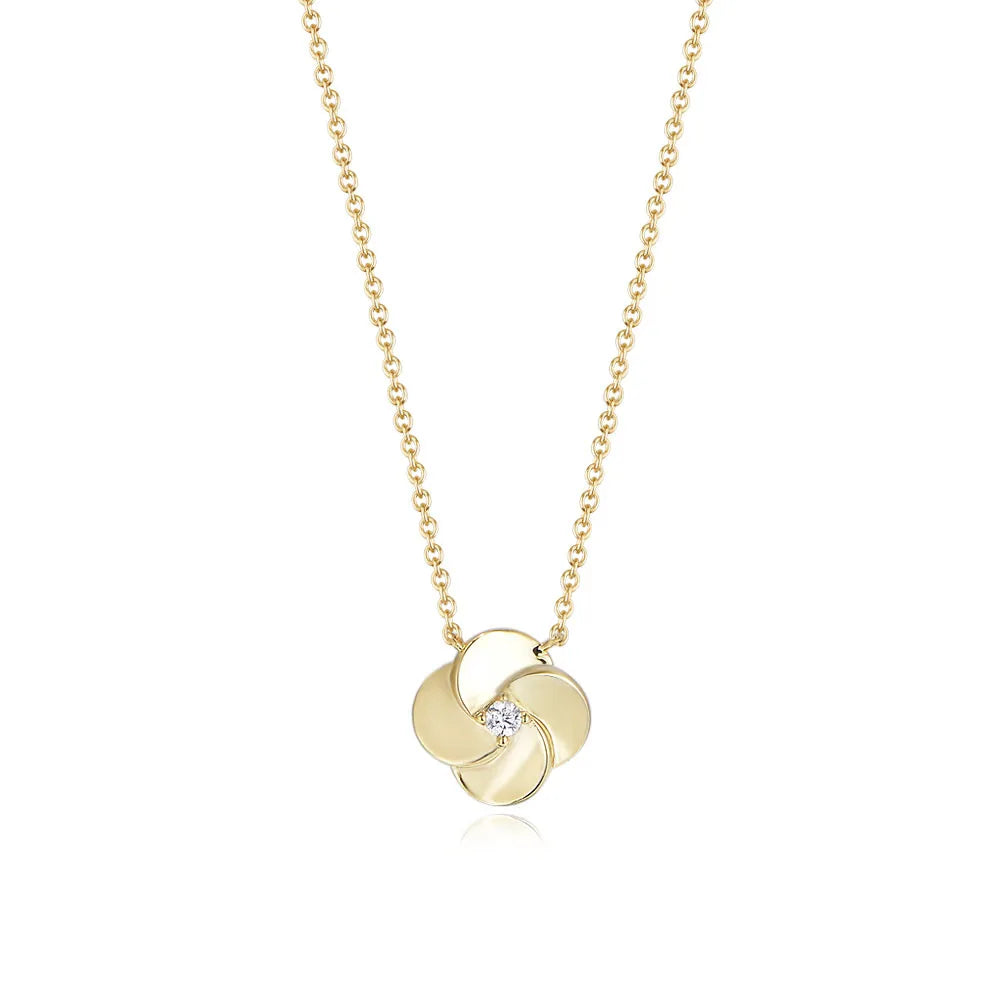 Laodun Fashion Popular S925 Pendant Necklace Simple Flower Design Engagement CZ Sterling Silver Necklace Vermeil