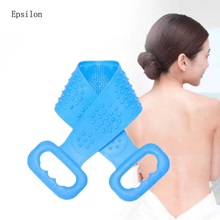Epsilon Eco-friendly exfoliating shower double-sided back body brushes belt  silicone bath towel rubbing
