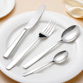 Hot Selling Stainless Steel Silverware Cutlery Set Restaurant Knife Fork Spoon Square Handle Natural Color Cutlery 4 Pcs Set