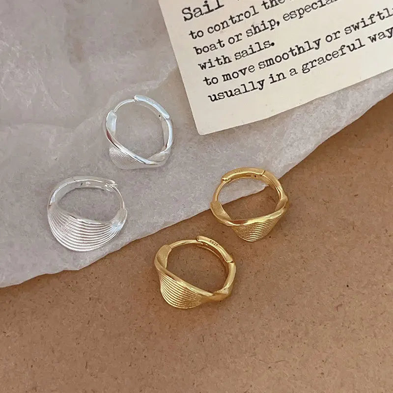 INS Popular Minimalist 925 Sterling Silver Braided Earring 18k Gold Plated Twist Earrings for Women