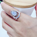Charm Large Antique Marquise Created Moonstone Rings 925 Silver Women's Vintage Punk Jewelry Unique Anniversary Party Gift