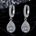 Classic 925 Sterling Silver Pear Cut VVS D Color 1CT Teardrop Moissanite Pendant Earrings for Women Wedding
