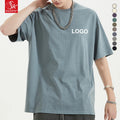 SK Unisex 200G Fried Snowflake Vintage Heavy-Duty 100% Cotton Crewneck Short-Sleeve Oversized High Blank T-Shirt Knitted O-Neck
