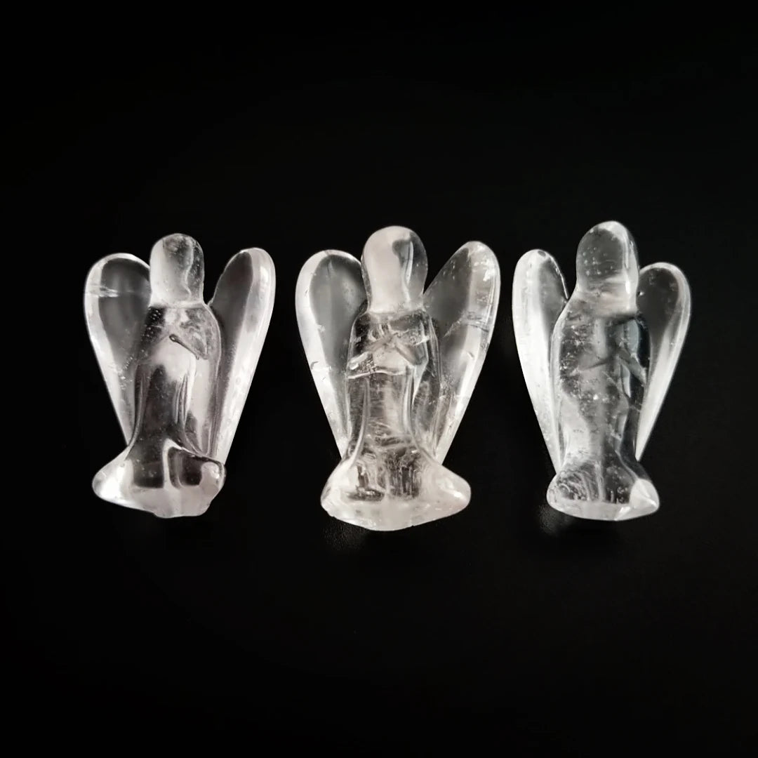 Huiying Chinese Home Decoration Life 1.5 Inch Size Small Gemstone clear Quartz Angel Stone Handmade Statues Crafts