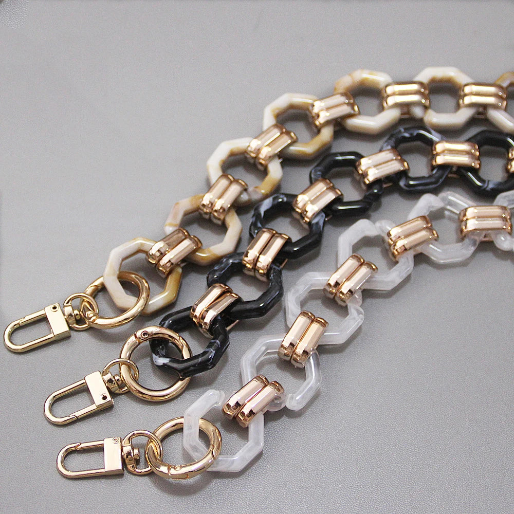 Deepeel L1-46 40-120cm Handbag Accessories Resin Handle Bags Strap Acrylic Retro Octagonal Clasp Bag Chain
