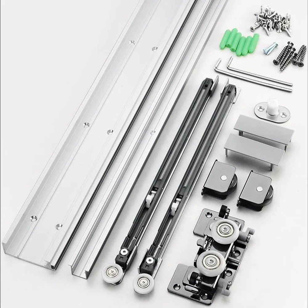 Modern Apartment Concealed Track Ghost Door Sliding System Hardware Set Bi-Directional Wooden Invisible Sliding Door Hanging